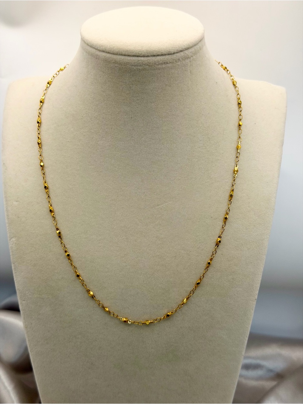 Vintage Monet Gold Tone Beaded Station Chain Necklace (18”)